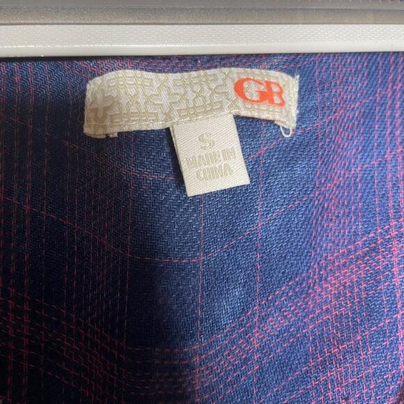 GB Womens Top Size S Blue Plaid Long Sleeve V-Neck Casual Pullover Blouse - Picture 3 of 12